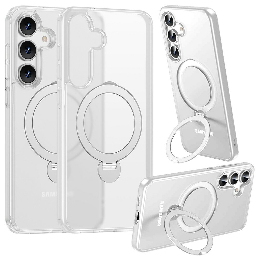 ラスタバナナ Galaxy S25用 ZEROSAFE SHAFT ワイヤレス充電対応 360°回転スタンドケース（フロストホワイト） 8747GS25ZSFSWH