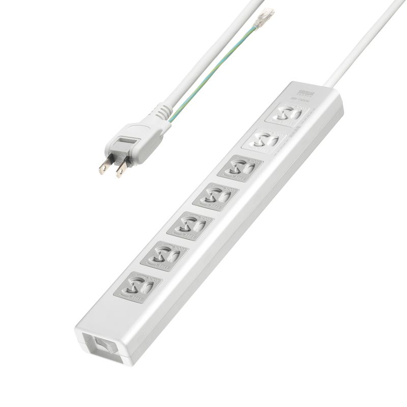 サンワサプライ 抜け止めシャッタータップ（3P・7個口・2m） TAP-F37SH-2KS [TAPF37SH2KS]