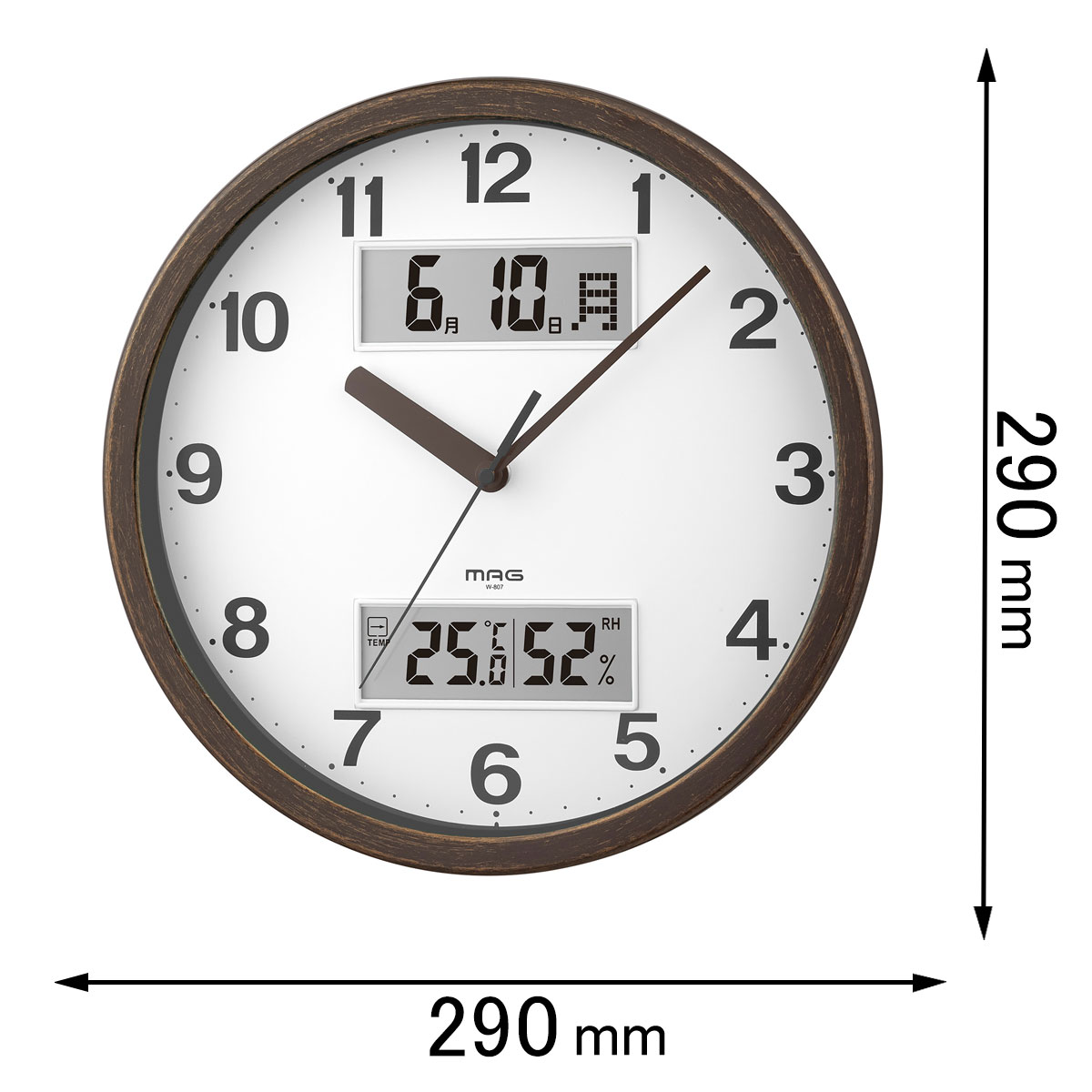 ノア精密 掛け時計 MAG アナデジ掛時計 ダブルポイント（ブラウン） W-807BR-Z [W807BRZ]【返品種別A】