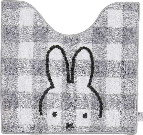 センコー(SENKO) ミッフィー チェックライン トイレマット（58×60cm・グレー） 669833 [669833センコ]