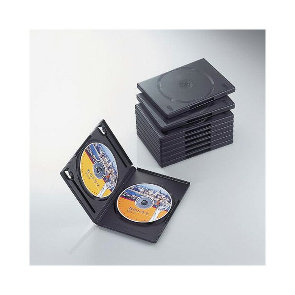 エレコム DVDトールケース 2枚収納・標準タイプ 10枚セット ブラック CCD-DVD06-BK
