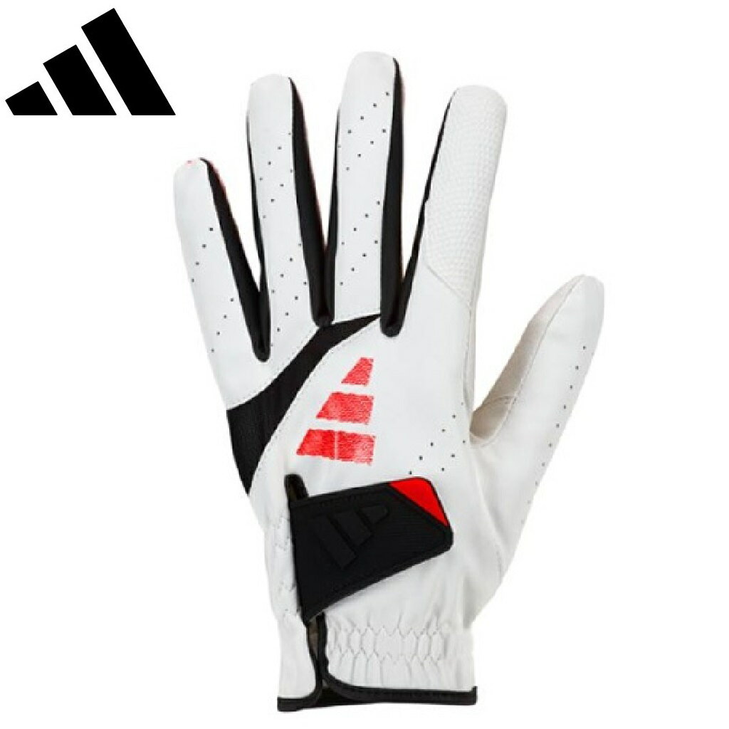 アディダス アディゼロ グローブ 左手用（ホワイト/ルシッドレッド・サイズ：23cm） KVH42-JE7177-23 adidas ゴルフ