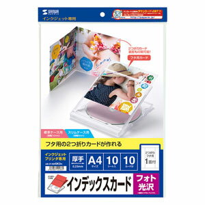 サンワサプライ CD・DVDプラケース用インデックスカード インクジェットプリンタ専用（見開き・フォト..