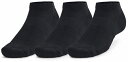 DOM-1386312-001-SM アンダーアーマー UAトレーニング コットン ローカット ソックス 3足セット(Black/Black/White・サイズ:SM) UNDER ARMOUR