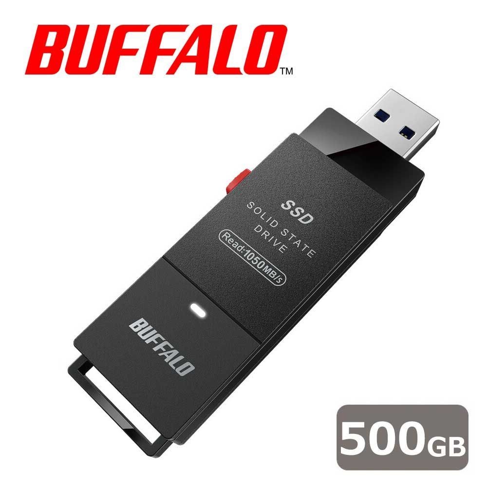 バッファロー｜BUFFALO USB3.2(Gen2) Type-A＆C TV録画対応 スティック型 ハイスピード MiniStation SSD 500GB SSD-SCH500U3-BA