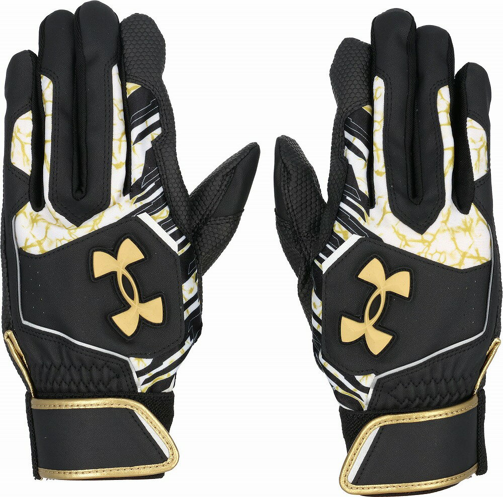 DOM-6001310-001-SM アンダーアーマー UAクリーンアップ バッティンググローブ(Black/White/Gold・サイズ:SM) UNDER ARMOUR