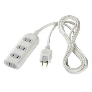 バッファロー 2ピン式電源タップ 4個口タイプ 5.0m BSTAPST2450WH 
