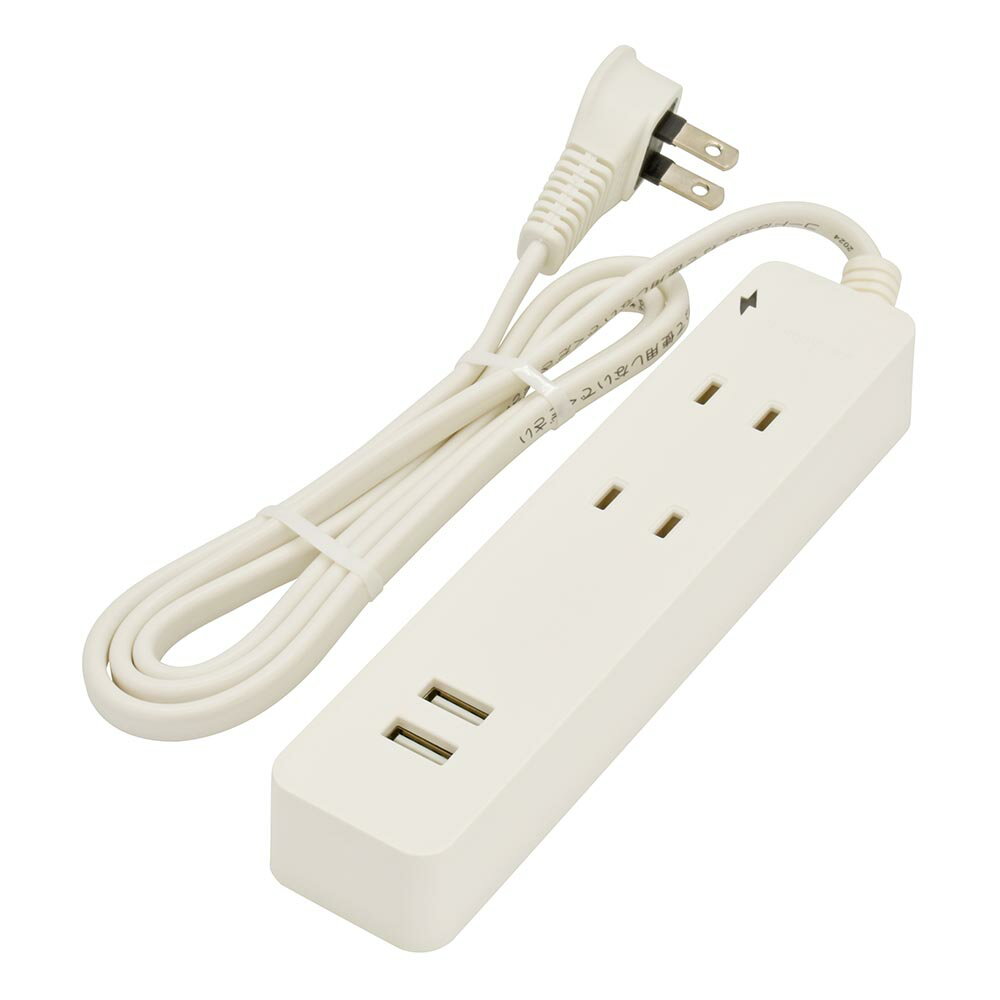 オーム 雷ガード/USBポート付き　電源タップ(2個口/2ポート、1m） HS-TKU21W22 OHM...