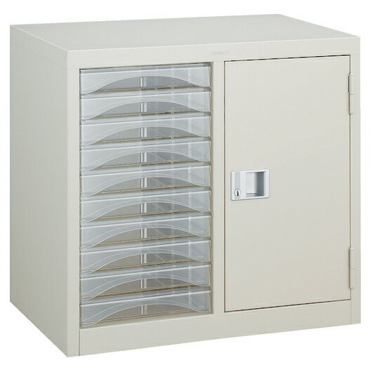 【返品種別A】□「返品種別」について詳しくはこちら□※設置場所の寸法を測り、ご注文の商品が設置可能かどうかご確認の上ご注文ください。◆引き出しはクリアで、内部の様子がよく分かります。◆書類などの管理だけでなく、小物部品の整理にも適してます。◆鍵付タイプ(扉部のみ)。■　仕　様　■間口：528mm奥行：334mm高さ：497mm引出し：A4浅型10個引出し内寸間口×奥行×高さ：222×305×37mm固定タイプ：棚板位置材質・・・本体：スチール引き出し：ポリスチレン(PS)樹脂[A4S210K]OAサプライ/OA機器＞オフィス事務用品・文房具＞バインダー・ファイリング用品＞レターケース型収納