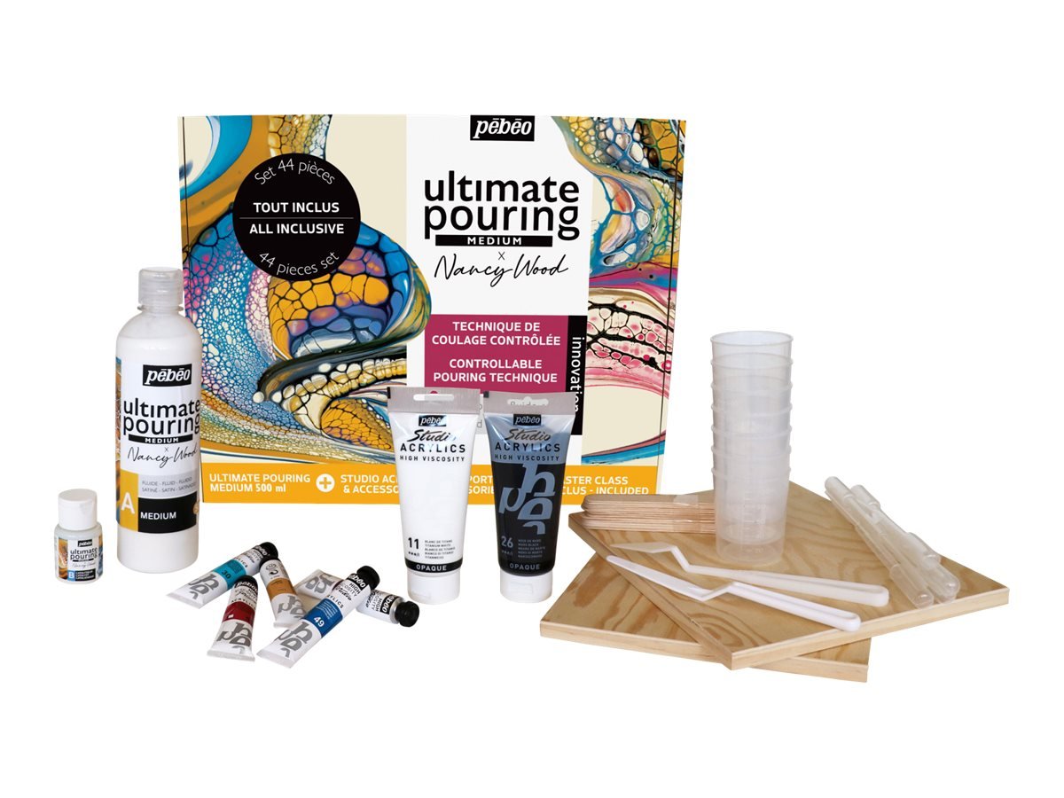 ペベオ アルティメットポーリング43アイテムキット 524704 pebeo Fluid medium and acrylic paint set - Ultimate Pouring