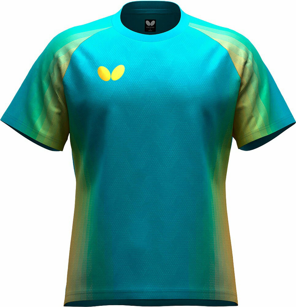 バタフライ 男女兼用 ジェノーラ・Tシャツ（ターコイズブルー・サイズ：L） BUT-47240-123-L BUTTERFLY 卓球