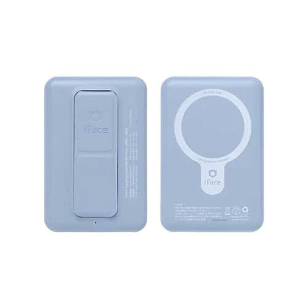 Hamee Type-C1ポート/USB1ポート ワイヤレスマグネット モバイルバッテリー 5000mAh iFace MagSynq（ペールブルー） 41-979013