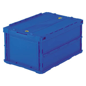 トラスコ中山 薄型折りたたみコンテナ　40L　ロックフタ付（ダークブルー） TRC40B DB