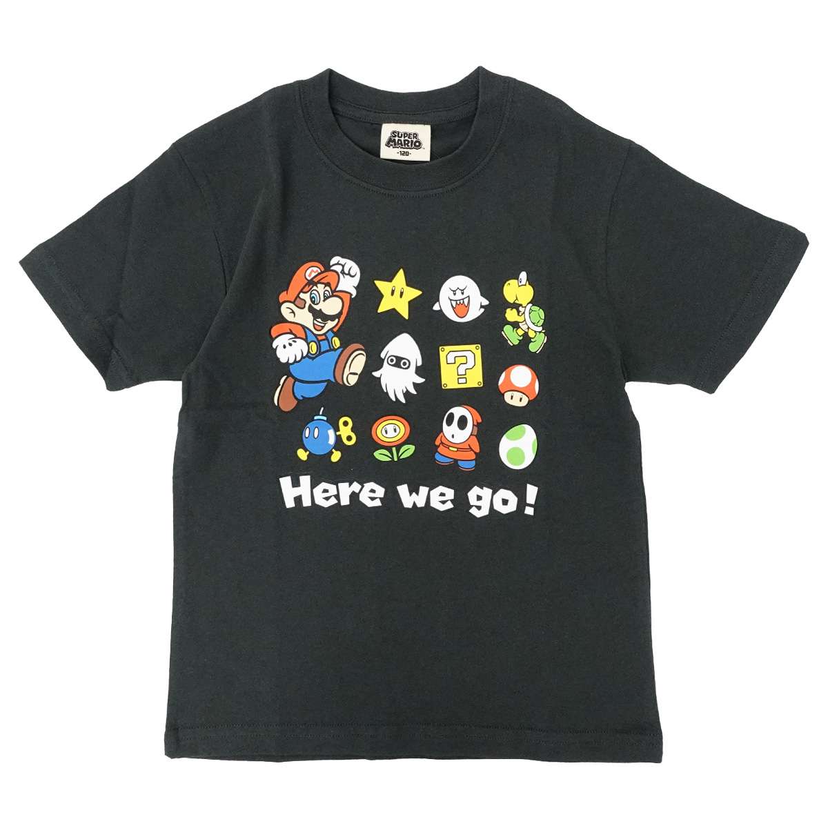 ファインプラス マリオ KIDS HERE WE GO Tシャツ（ブラック・サイズ：140） 22843120-BLK-140