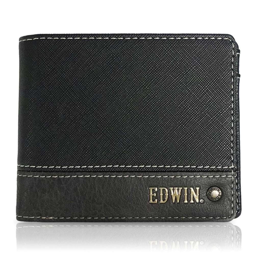 EDWIN 切替合皮 二ツ折財布（ブラック(オールブラック)） 22269257-BLK エドウィン