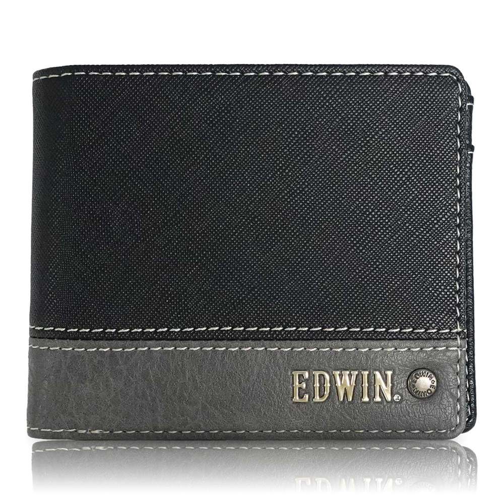 EDWIN 切替合皮 二ツ折財布（グレー(GRAY×BLACK)） 22269257-GRY エドウィン
