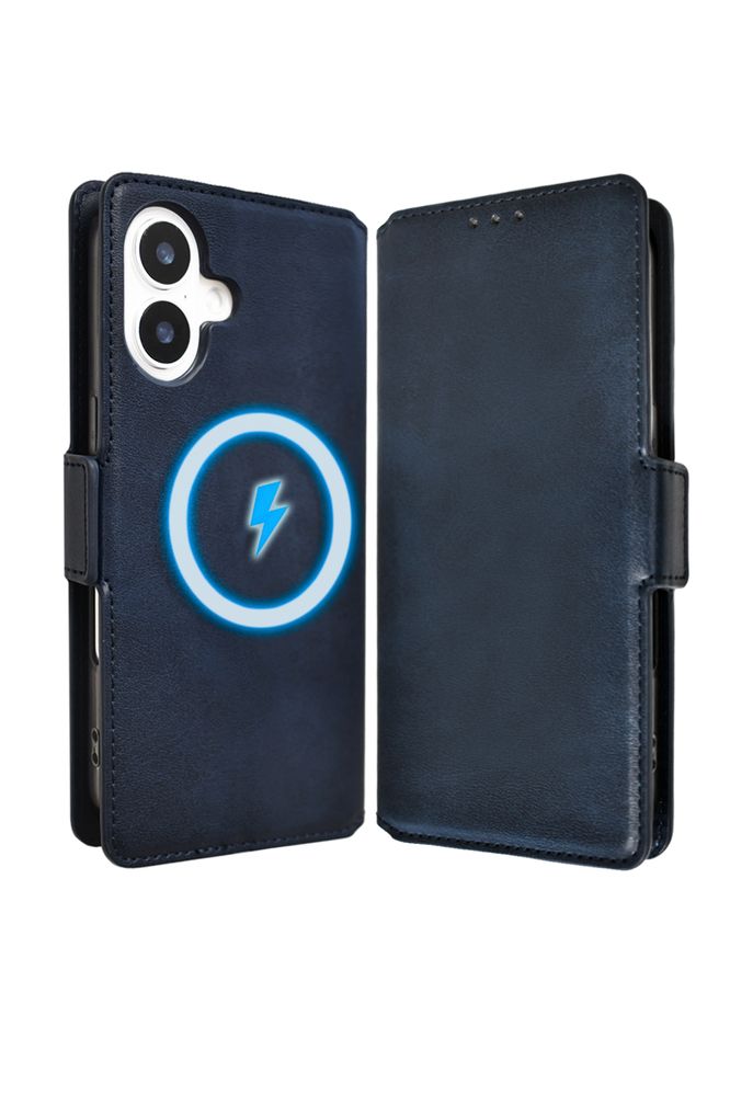 樂天商城 - shizukawill｜シズカウィル iPhone16用 手帳型 ケース カバー 本革調 レザーケース MagSafe対応（ネイビー） シズカウィルRe APIP16V5NAVY