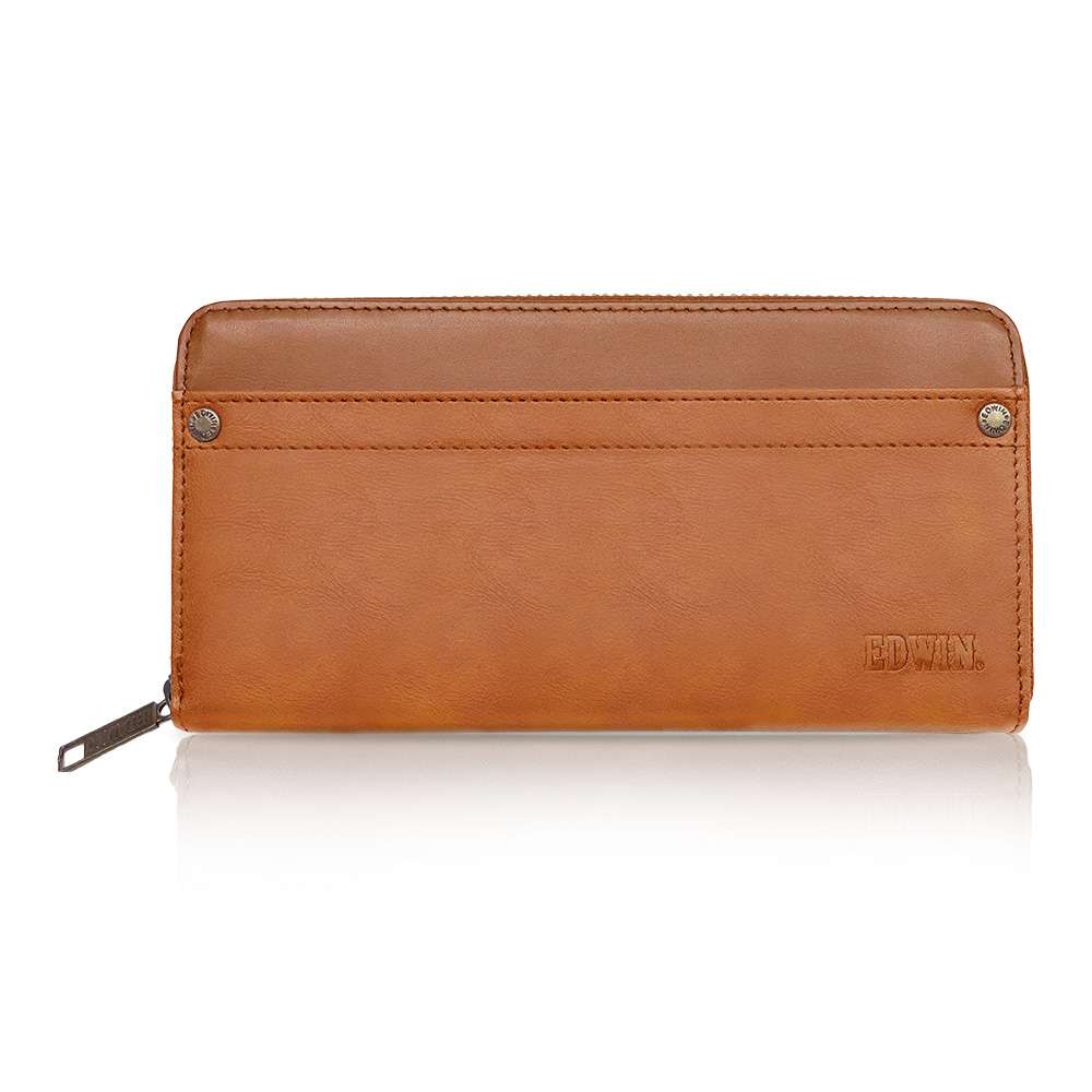 EDWIN 0510631 エンボスロゴ R-ZIP 長財布（キャメル） 22269245-CML エドウィン