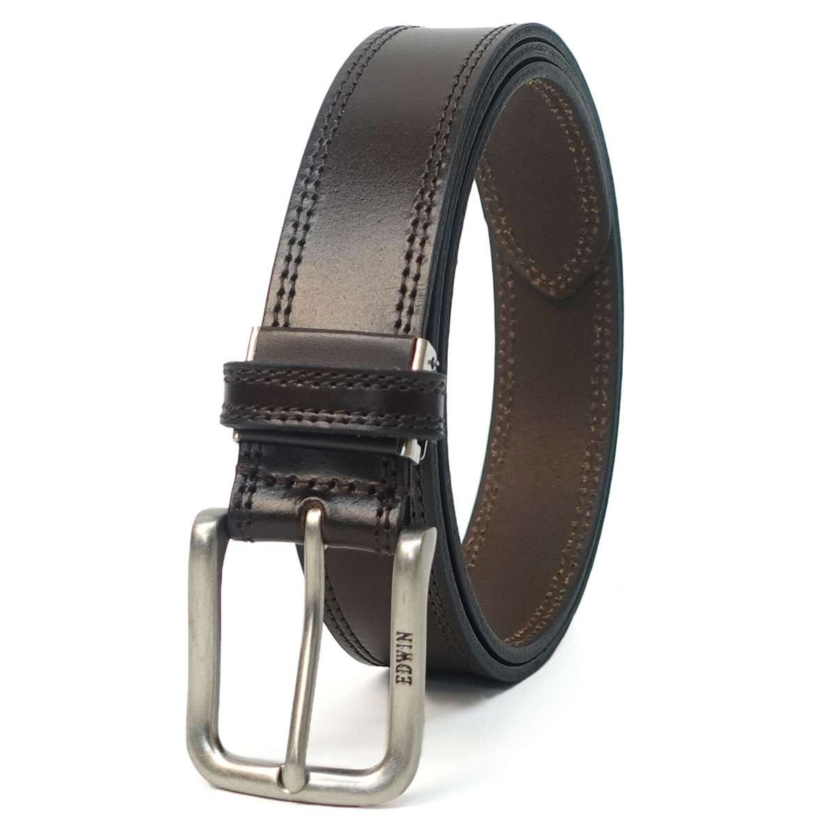 EDWIN 0111128 35mm Wステッチベルト（ダークブラウン(チョコ)） 22269286-DBRN エドウィン