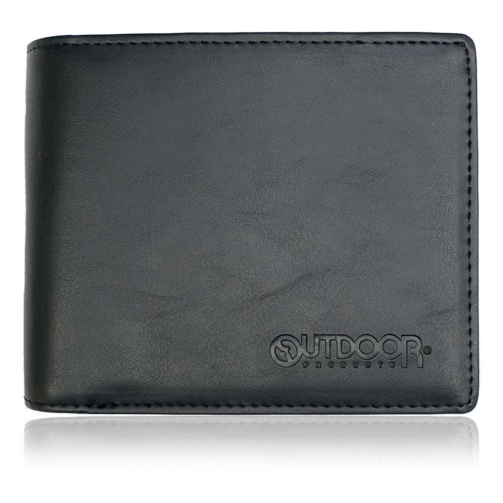 M - OUTDOOR PRODUCTS スムーズ合皮 エンボス 二ツ折財布（ブラック） 22469104-BLK アウトドアプロダクツ