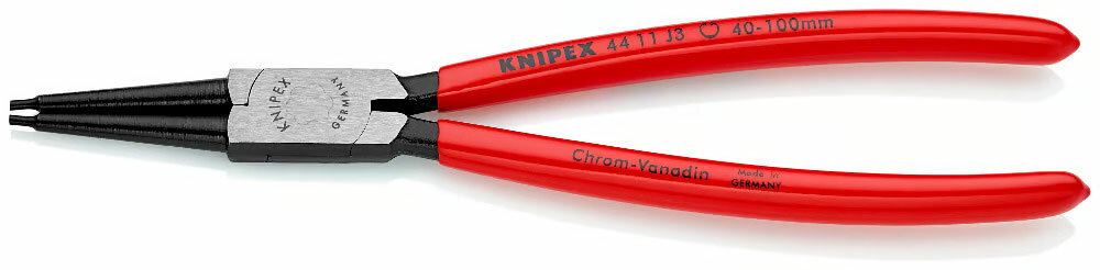 クニペックス スナップリングプライヤー 全長225mm 対応内径(リング使用範囲)φ40〜100mm 44 11 J3 KNIPEX 穴用スナップリング