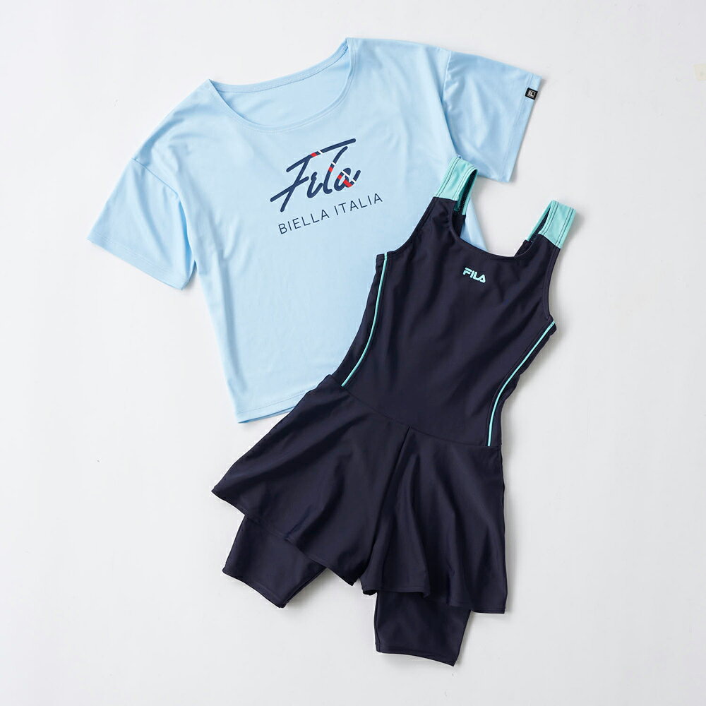 FILA キッズ　スクール水着　Tシャツ　セット（SAX・サイズ：150） 125665150SAX