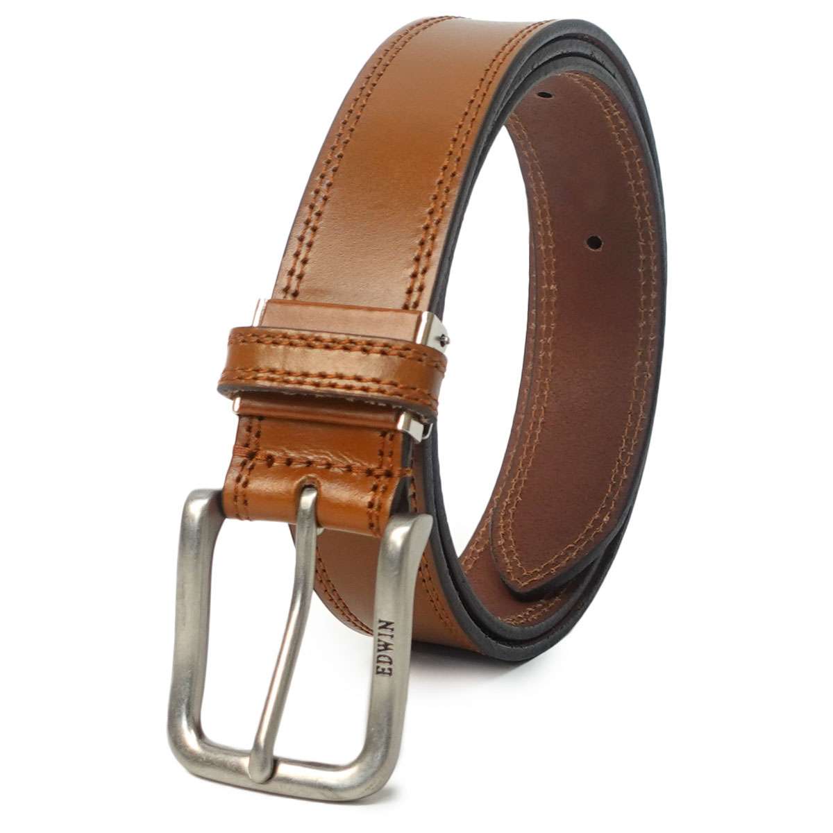 EDWIN 0111128 35mm Wステッチベルト（ブラウン） 22269286-BRN エドウィン