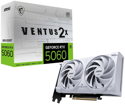 MSI|エムエスアイ MSI GeForce RTX 5060 8G VENTUS 2X OC WHITE / PCI Express 5.0 グラフィックスボード RTX50608GVEN2XOCW MSI|エムエスアイ MSI GeForce RTX 5060 8G VENTUS 2X OC WHITE / PCI Express 5.0 グラフィックスボード RTX50608GVEN2XOCW