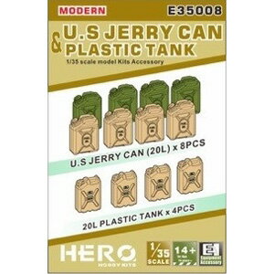 ヒーローホビーキッツ 1/35 現用米軍ジェリー缶とプラスチックタンク(12個)【HHKE35008】 ディテールアップパーツ