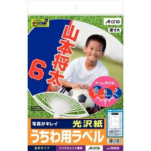 エーワン うちわ用ラベル 光沢紙 ホワイト A4判 1面 8シート入 38906