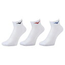 32JX22007027-29 ミズノ 3P ソックス(ショート)(ホワイト×ブラック/レッド/ブルー・サイズ:27-29) MIZUNO(4)