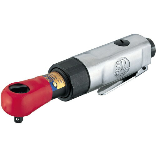 【返品種別B】□「返品種別」について詳しくはこちら□◆わずか165mm0.5kgのミニラチェットレンチです。◆ボール式アンビルでソケットの着脱もワンタッチです。◆ラチェットヘッドは焼入れ加工で耐久性抜群です。◆ラチェットヘッドを保護する赤カバー付きです。◆車体の内外装作業、小型車やオートバイのエンジン修理、ベンチ作業及びヘッドライト、エアコン、メーター類の取付作業など細かな作業に。■　仕　様　■能力普通ボルト径：10mmソケット差込角：6.35mm最大締付トルク：20N・m無負荷回転数：310rpm空気消費量：0.2m3/minホース取付口：NPT1/4全長：165mm使用空気圧力：0.62MPa使用エアホース内径：6.35mm[SP1760A]エス・ピー・エアーアウトドア＞DIY・工具＞作業用品＞空圧工具
