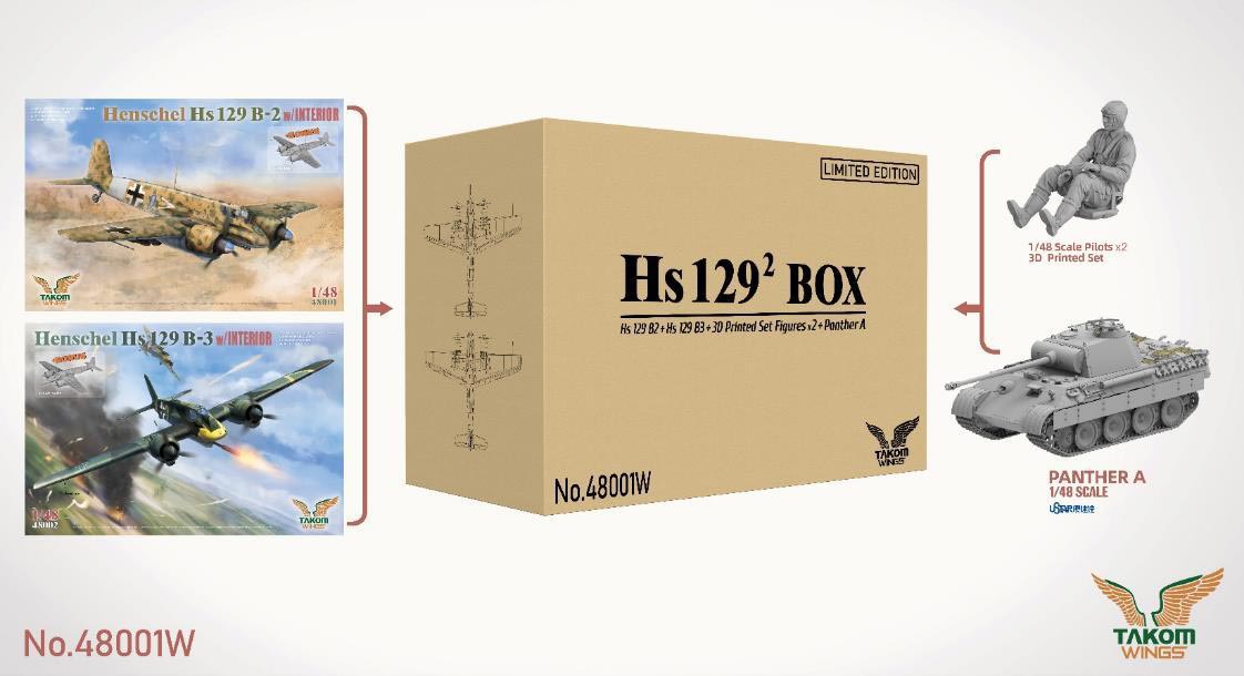 タコム 1/48 ヘンシェル Hs129 ボックス 限定版【TKO48001W】 プラモデル