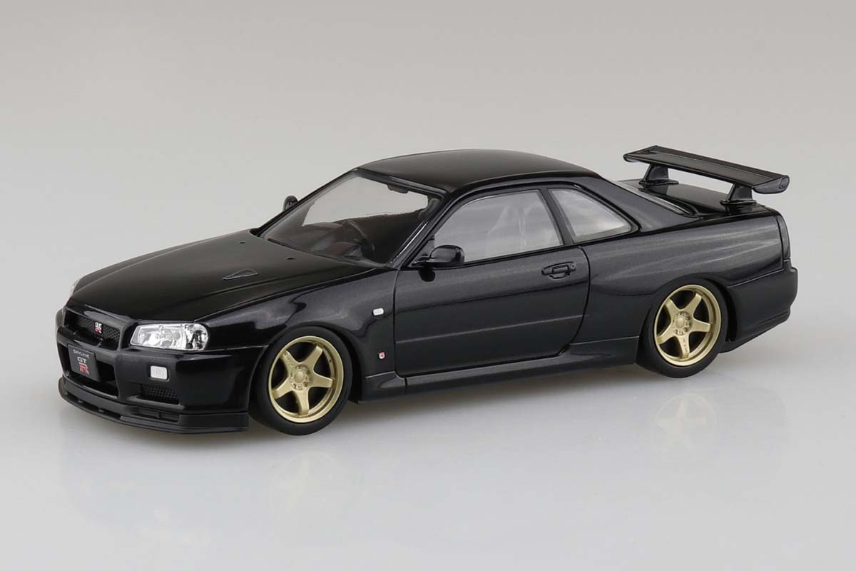 アオシマ 1/32 楽プラ スナップキット No.12CU-BP ニッサン R34スカイラインGT-R カスタムホイール(ブラックパール)【12CU-BP】 プラモデル