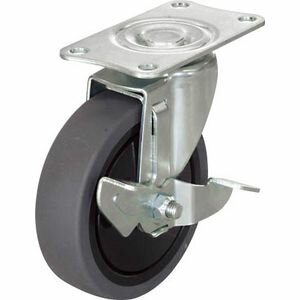 トラスコ中山 省音キャスター（プレート式）自在ストッパー付φ100エラストマー車 TYSFHG-100SELDS 省音..