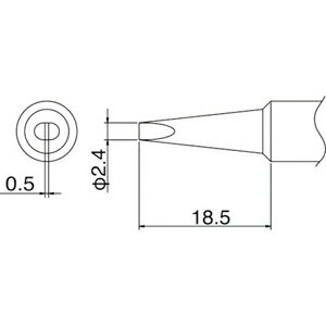 T19-D24 白光 こて先　2.4D型 温調はんだこて（鉛フリーはんだ対応・高熱容量タイプ）