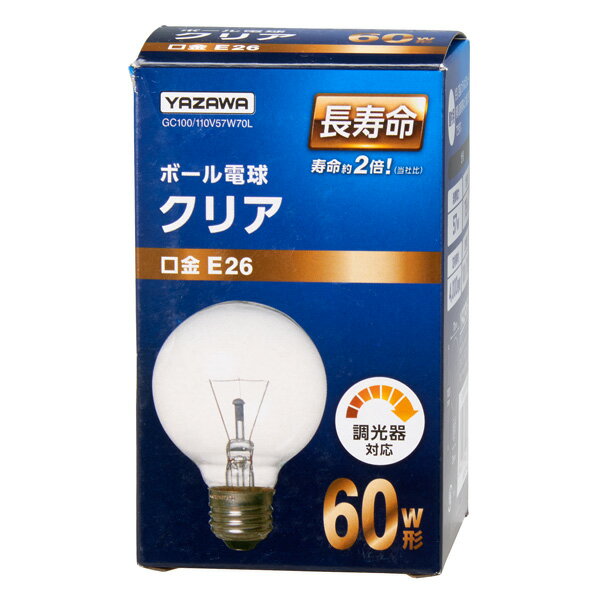 Filament Lamps - ヤザワ ボール電球60形（クリア）【調光器対応】 GC100110V57W70L YAZAWA [GC100110V57W70L]