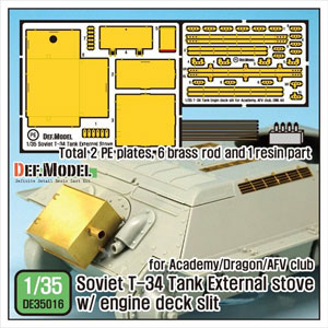 1/35WWII露T-34暖機ストーブセットグリルディティール付き(アカデミー/ドラゴン/AFVクラブ用) DE35016 ディ