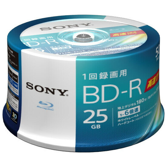 50BNR1VJPP6 ソニー 6倍速対応BD-R 50枚パック　25GB ホワイトプリンタブル