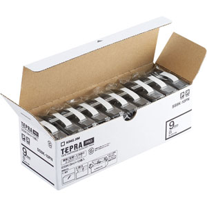 キングジム テプラPRO・エコパック 白/黒文字 9mm(10個入り) SS9K-10PN キングジム テプラPRO・エコパック 白/黒文字 9mm(10個入り) SS9K-10PN