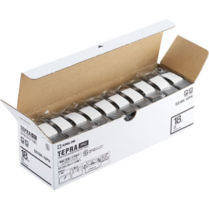 キングジム テプラPRO・エコパック 白ラベル/黒文字 18mm(10個入り) SS18K-10PN