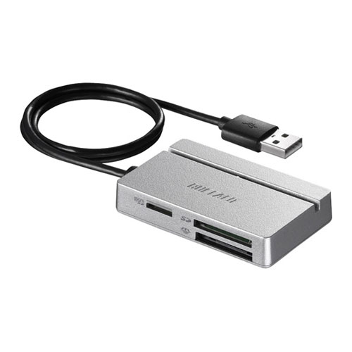 バッファロー USB2.0 マルチカードリーダー スタンダードモデル（シルバー） BSCR100U2SV