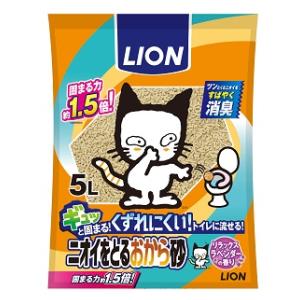 猫用砂　キャットサンド　トイレ砂　猫砂 ニオイをとるおから砂 5L ライオン ニオイヲトルオカラスナ5L