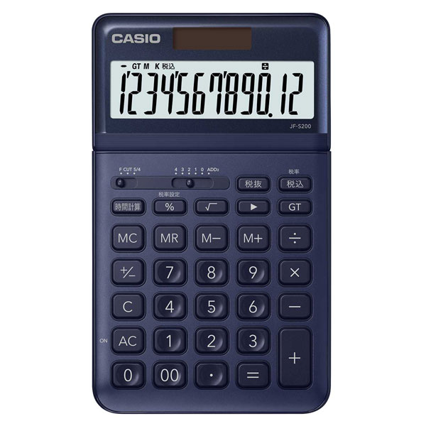 カシオ 電卓 12桁 ネイビー CASIO スタイリッシュ電卓 ジャストタイプ JF-S200-NY