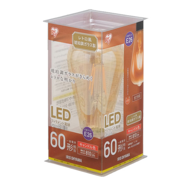 アイリスオーヤマ LED電球 フィラメント電球形 810lm（キャンドル色相当） LDF7C-G-FK IRIS OHYAMA ECO..