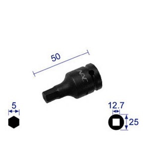 長堀工業 ヘキサゴンレンチソケット　ショートタイプ　差込角12.7x対辺5mm 405C