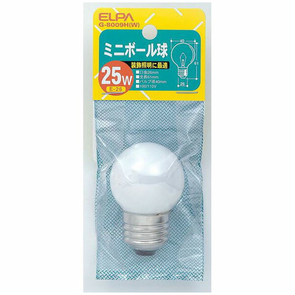 ELPA �ߥ˥ܡ����G40��25W������E26���ۥ磻�� G-8009H-W ELPA [G8009HW]