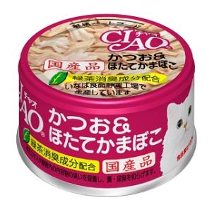 チャオ ホワイティ かつお＆ほたてかまぼこ 85g CIAO いなばペットフード A-13カツオ＆ホタテカマボコ85G