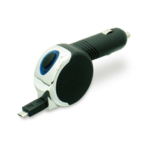 多摩電子 microUSB カーチャージャーコードリール 1A（ブラック） TKC42SK AxinG