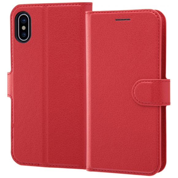 レイアウト iPhone XS/X用 手帳型ケース シンプル マグネット（レッド） RT-P20ELC1/R